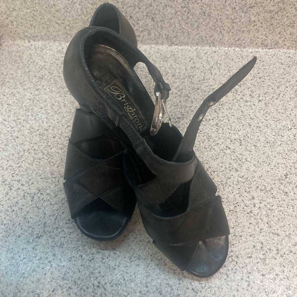 Brighton black leather heels, Size 8 1/2